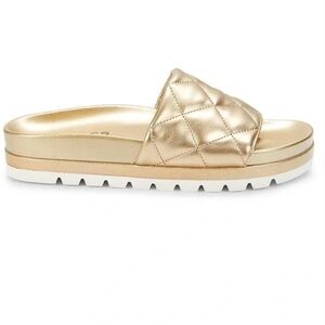 J Slides Metallic Gold Quilted Slide Sandals